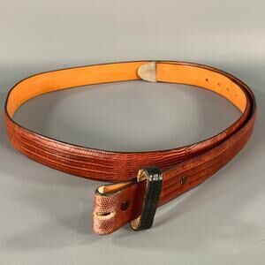 JAMES REID Brown Lizard Leather Belt